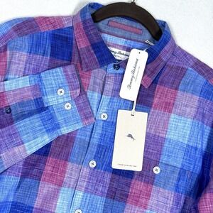 Tommy Bahama Shirt Mens Medium Tortola Cape Check Plaid Long Sleeve Festival NWT